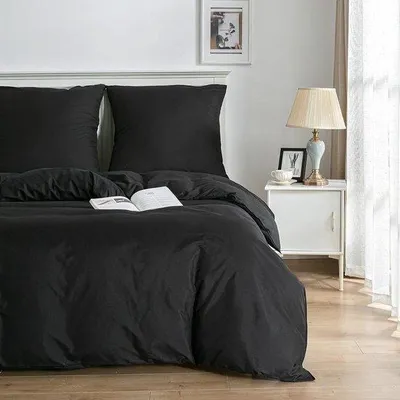 Produktbild von Weiches Bettset 90g, schwarz, 200x200cm, 2 Kissen