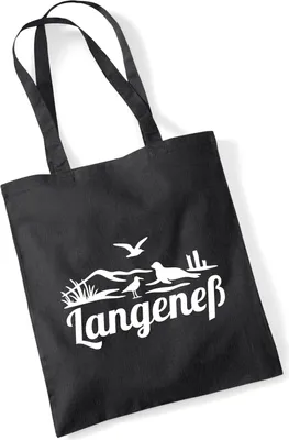 Produktbild von Huuraa Jutebeutel Langeneß Strandmotiv 10 Liter Black Baumwolle Tasche Geschenkidee