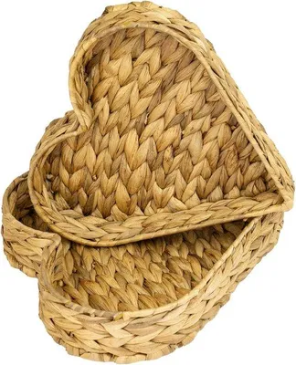 Produktbild von Famanu Dekoratives Tablett Set aus Wasserhyazinthe - Herzform, 29/26 cm