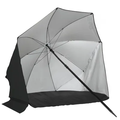 Zdjęcie produktu dla Parasol plażowy VirtuFit z osłoną przeciwwiatrową 160 cm, czarny