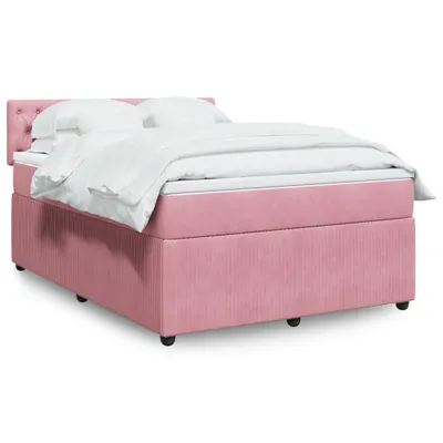 Produktbild von Boxspringbett mit Matratze Rosa 140x200 cm Samt, Klassische Betten 2024 Neu DesignMöbel