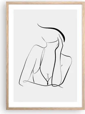 Produktbild von Gerahmtes Poster - Rahmen in heller Eiche - Frau Linien Minimalismus - 50x70 cm - Wand Bild - Wanddeko - Wandbilder - Kunstposter - Wandposter - Bilderrahmen - Bilder - Kunstdruck - P2NPA50x70-4488