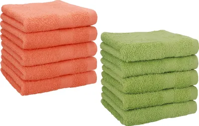 Produktbild von Betz 10 Stück Seiftücher 30x30 cm PREMIUM 100% Baumwolle  Farbe: blutorange und avocadogrün