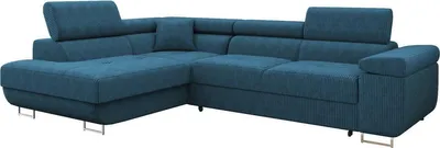 Produktbild von MIRJAN24 Ecksofa Torezio Cord, Stilvoll Eckcouch mit Bettkasten und Schlaffunktion, Einstellbare Kopfstützen, 274x203x70-90 cm (Farbe: Poso 05, Seite: Links)