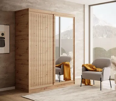 Productafbeelding van Schuifdeurkast FABO, uitvoering Artisan Eiken, afmetingen 160x205x60 cm