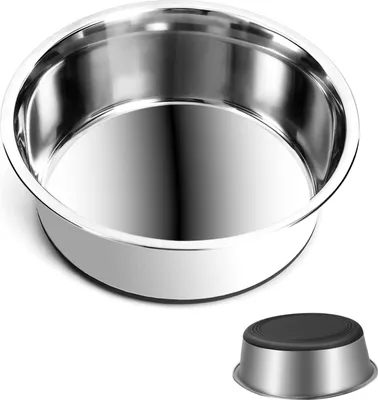 Productafbeelding van Hondenvoerbak van roestvrij staal, 2500 ml, met antislip siliconenbasis, geschikt voor voer en water