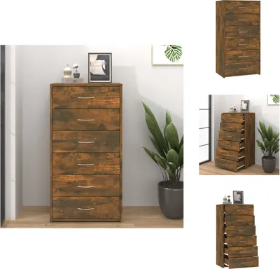 Zdjęcie produktu dla vidaXL Kredens 6 szuflad dąb wędzony 50x34x96 cm materiał drewnopochodny - Kredensy