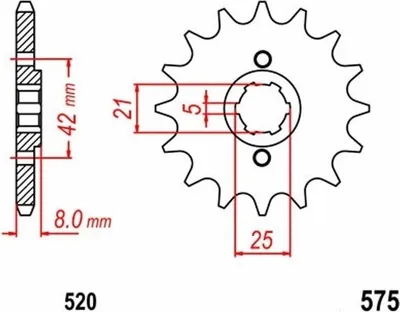 Zdjęcie produktu dla Zębatka 14T skok 520 do Yamaha SRX, TT, XJR, XT 400 550 600