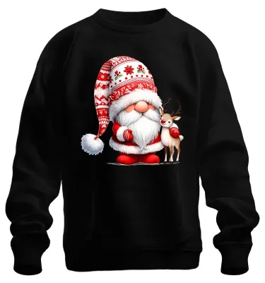 Immagine prodotto di Elfo di Natale con renna Rudolph Scandinavo elfo gnomo unisex felpa maglione, nero, XL