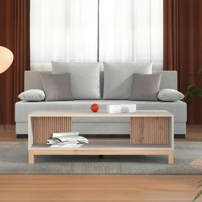 Image de Léguzzano - Table basse, 121x55x41h cm Beige, avec Pieds