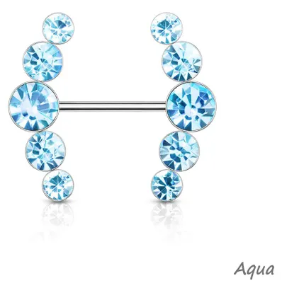 Produktbild von Brustwarzenpiercing Schild mit Kristallen Aqua