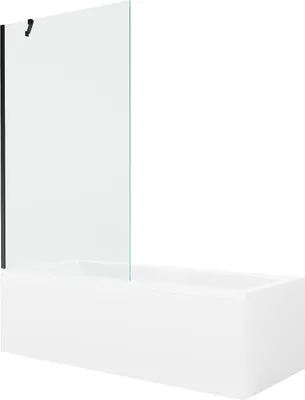 Immagine prodotto di Mexen Cubik vasca rettangolare 160 x 70 cm con pannello e paravento a 1 anta 100 cm, trasparente, nero - 550316070X9510000070