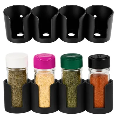 Produktbild von Gewürzregal Regal Halter Gewürzgläser Gewürzdosen Wandhalterung Organizer Ablage Schwarz