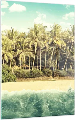 Produktbild von Bilder auf glas - Einteilig - Natur Strand Palmen - 50x70cm - Glasbilder - Wandbilder - Bilder - zum Aufhängen bereit - Wanddekoration aus Glas - Glas Bilder - Wandbild auf Glas - GPA50x70-4915