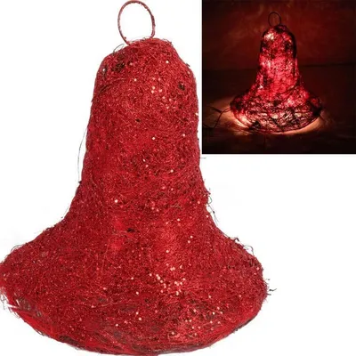 Productafbeelding van Sisalbel met verlichting, 20 cm, rood