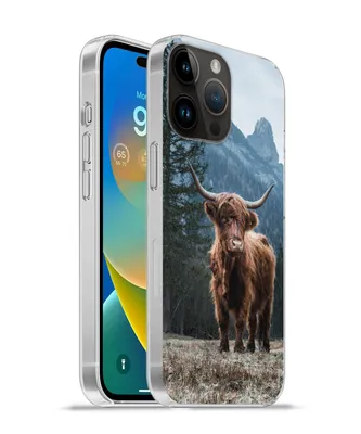 Produktbild von MuchoWow® Handyhülle Schutzhülle Hülle für Apple iPhone 14 Pro Max Schottische Highlander - Berg - Landschaft - Bäume - Kuh - Natur Silikon Softcase Handy Hülle - Hardcover