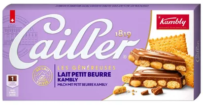 Produktbild von Cailler KAMBLY TABLET MILK, Milchschokolade, 180 g, 2272 kJ, 544 kcal, 31,5 g, 19,3 g