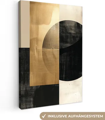 Obrázok produktu pre MuchoWow® - Obraz na plátne - Abstraktný - Moderný - Čierny - Zlatý, obraz na stenu, nástenné dekorácie obrazy obývacia izba, 20x30cm