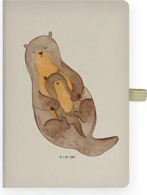 Produktbild von Mr. & Mrs. Panda Tagebuch Otter Kind - Transparent - Geschenk, notizbuch a4, Baby, Seeotter, Mama, kariertes, Adressbuch, Mutter, Familie, Journal