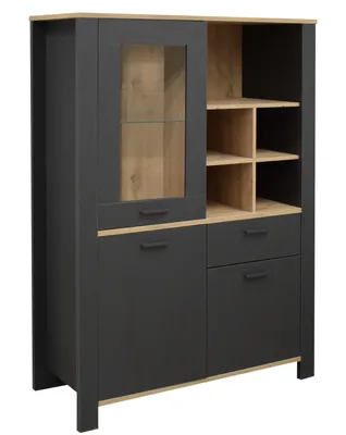 Produktbild von Highboard - Anthrazit matt - Asteiche Nachbildung - B 111 cm - 3 Türen - 1 Schublade