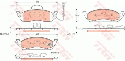 Produktbild von Trw Bremsbelagsatz, Scheibenbremse Vorderachse GDB1378