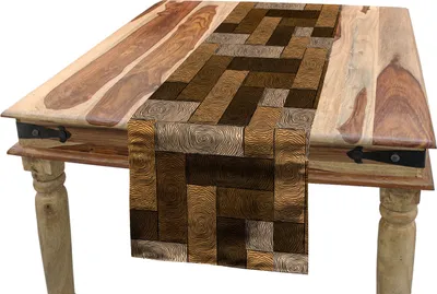 Obrázek produktu pro ABAKUHAUS Čokoládový ubrus, motiv dřevěného parketu, jídelna, kuchyně, obdélníkový dekorativní ubrus, 40 x 225 cm, béžový