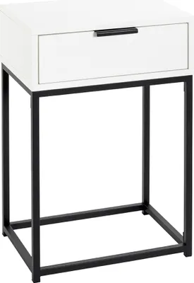 Produktbild von Nachtkonsole >52383< mit Schublade, schwarz, weiß - 40x60x28cm (BxHxT)