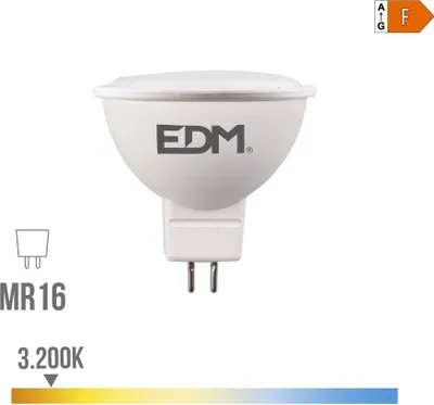 Image de Ampoule Led Mr16 8w Lumière Chaude 3200k, Grand Angle 120° - Edm