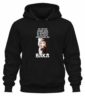 Zdjęcie produktu dla Anime, którego nie zrozumiesz BAKA kawaii chibi otaku uni bluza z kapturem, czarny, XXL