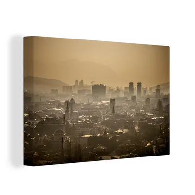 Obrázok produktu pre OneMillionCanvasses® - Maľba na plátne - Obraz na plátne Nástenná maľba na plátne - Panoráma mesta Sarajevo Bosna a Hercegovina - 150x100cm -