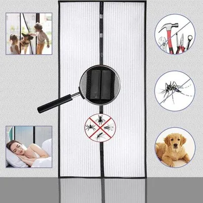 Produktbild von Famanu Magnetisches Fliegengitter 95 x 210 cm - Tür-Insektenschutz - Balkon, Keller, Terrasse - Klettbandmontage