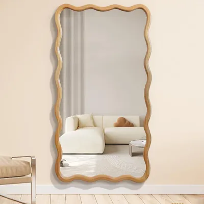 Produktbild von Ganzkörperspiegel, Ankleidespiegel, Wandspiegel, Schminkspiegel, Wellenspiegel, Spiegel fürs Schlafzimmer 60*3*116cm【KBLJ8956】