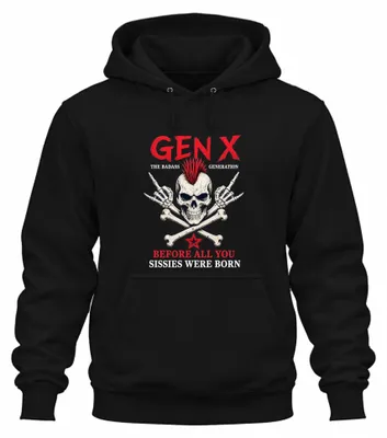 Produktbild von Gen X The Badass Generation Punk Statement Sarkasmus Born Hoodie Kapuzenpullover, Schwarz, XXL