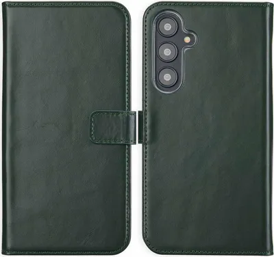 Image de Selencia Bibliothèque en cuir véritable pour le Samsung Galaxy S24 FE - Vert