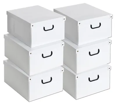 Produktbild von Lavatelli 6er Set Aufbewahrungsboxen mit Deckel Weiß, 40 x 50 x 25 cm