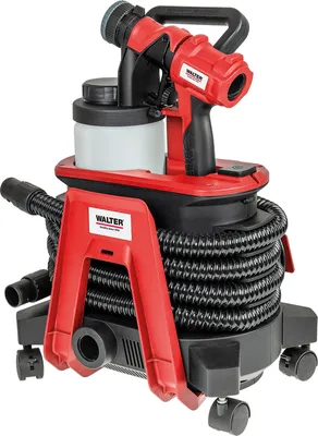 Produktbild von WALTER Farbsprühsystem 1200 W, für Farben, Lacke & Lasuren im Innen- & Außenbereich, Mobilität durch Räder, 900 ml großer Farbbehälter, 3 m Langer Luftschlauch, inkl. Bürste und Reinigungsnadel