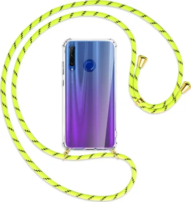 Produktbild von Handykette Backcover-Schutzhülle mit Band (Metall goldfarben) für Honor 20 Lite / 20e - neongelb