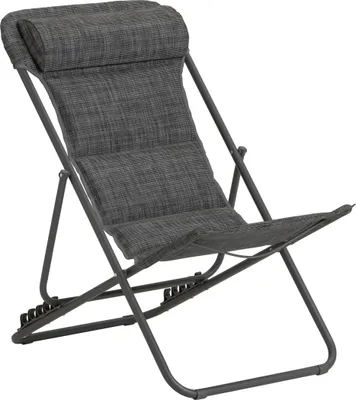 Produktbild von Dehner Campingstuhl Ibiza, klappbar, inkl. Kopfpolster, 87 x 62 x 76 cm, Stahl/Textilene/Polyester, dunkelgrau