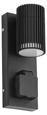Produktbild von Lindby Außenwandlampe Enerio, schwarz, Steckdose, GU10, IP44
