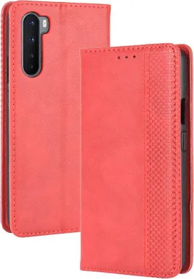 Produktbild von OnePlus Nord Hülle - Coverup Vintage Style Klapphülle - Rot