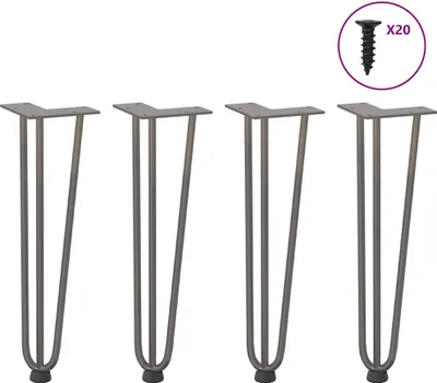 Image de Pieds en épingle à cheveux pour table basse 4 pièces Acier naturel 42 cm Acier massif