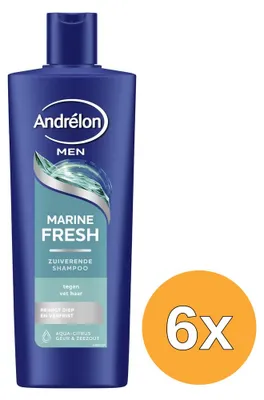 Productafbeelding van 6x Andrelon Shampoo Men – Marine Fresh 400 ml
