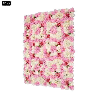 Produktbild von 12 Stücke Künstliche Blumen paneele Blumenwandtafel Wanddekoration für Hochzeit 42*42*8cm