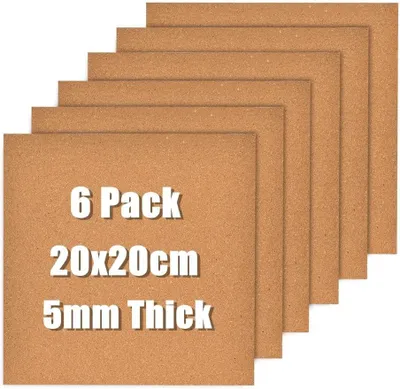 Produktbild von Selbstklebende Korktafel, 5mm dick, 20x20cm, 6 Stück, für Büro