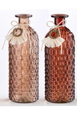 Image de Gilde Flaschenvase, "Ibiza", Glas, braun, kupferfarben, VE 6, 2 Stück wie abgebildet,, L. 9 cm, B. 9 cm, H. 25 cm 44469