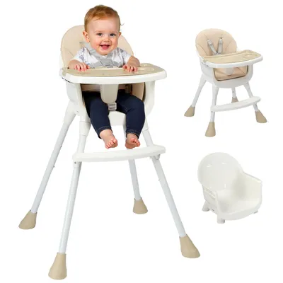 Image de FCH chaise haute bébé, chaise haute bébé, chaise enfant, , plateau amovible, ceinture de sécurité, chaise de salle à manger，Hauteur réglable，Beige