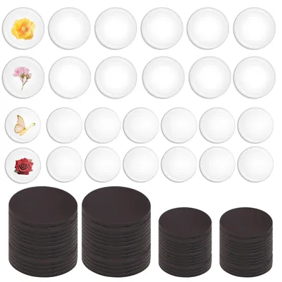 DIY-Fotomagneten-Set, 60 Teile, Glas, rund, 25+30 mm