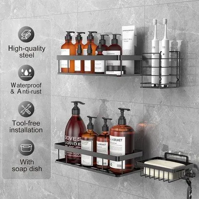 Produktbild von Badezimmerregal Dusche Organizer Holz Weiss