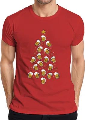 Produktbild von Bier Weihnachtsbaum Lustig - Weihnachten Weihnachtsgeschenk Christmas Herren T-Shirt, Rot, M