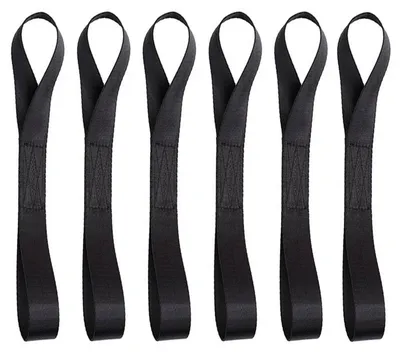 Image de Lot de 6 sangles de fixation, 200 x 25 mm, capacité de 500 kg, couleur noire